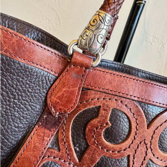 Brighton Brown Leather Purse – 10"x14", Silver Accents, Well Loved - Picture 3 of 8